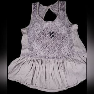 Lace Tank Top Pastel Purple Size S Boho Peasant Romantic Indie Y2K Cottagecore